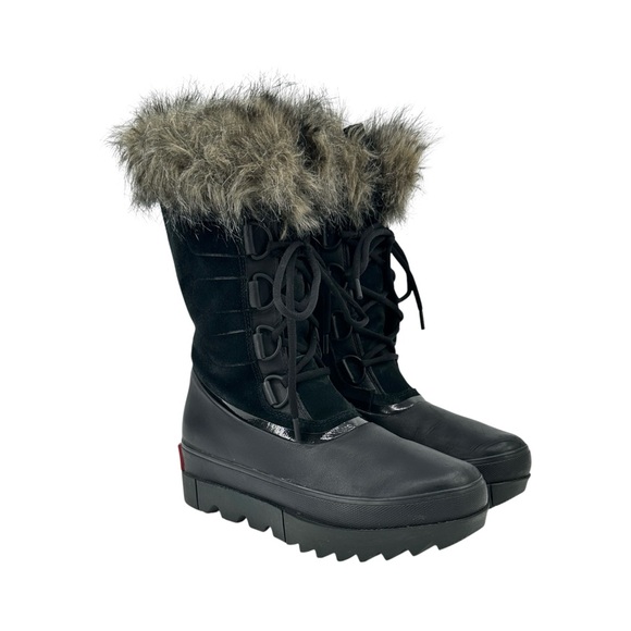 Sorel Joan of Arctic Next Black Faux Fur Trimmed Waterproof Suede Snow Boots - Picture 1 of 14